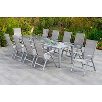 MERXX Gartenmöbelset »Carrara«, 11-tlg., klappbar, Aluminium/Textil - braun von Merxx