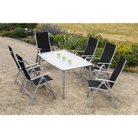 MERXX Gartenmöbelset »Carrara«, 6 Sitzplätze, Aluminium/Textil - schwarz von Merxx