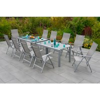 MERXX Gartenmöbelset »Taviano«, 12-tlg., klappbar/verlängerbar, Aluminium/Textil - braun von Merxx