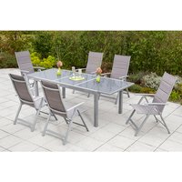 MERXX Gartenmöbelset »Taviano«, 6 Sitzplätze, Aluminium/Textil - silberfarben von Merxx