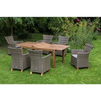 MERXX Gartenmöbelset »Toskana«, 6 Sitzplätze, Aluminium/Kunststoff/Akazienholz, inkl. Auflagen - beige von Merxx