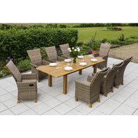 MERXX Gartenmöbelset »Toskana«, 8 Sitzplätze, Aluminium/Kunststoff/Akazienholz, inkl. Auflagen - beige von Merxx