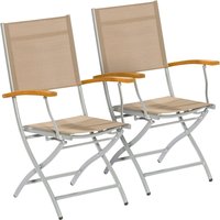 MERXX Gartensessel "Naxos", (Set, 2 St.), 2er Set, Eukalyptusholz/Textil, klappbar, grau von Merxx