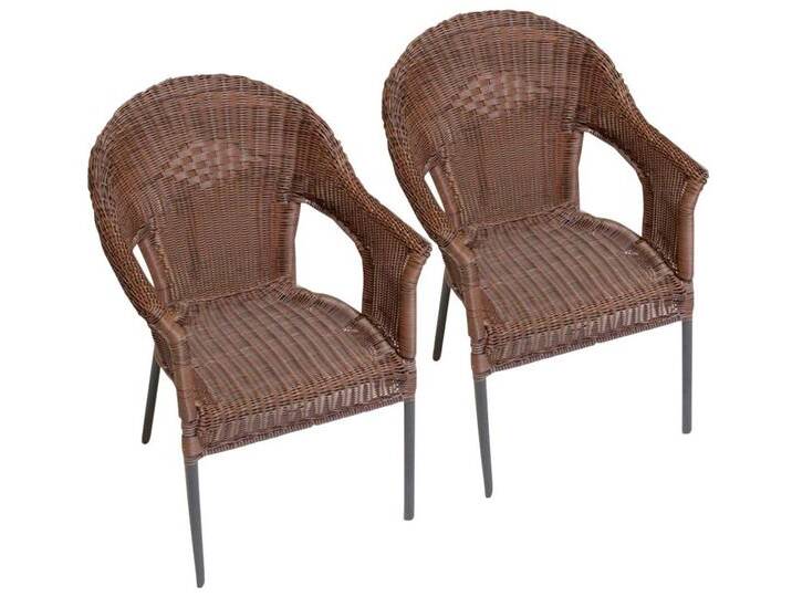MERXX Gartensessel Ravenna (Set, 2-St), 2er Set, Polyrattan, stapelbar, braun, braun von Merxx