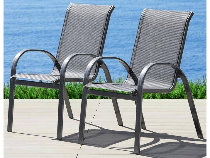 MERXX Gartenstuhl Amalfi (Set, 2 St), 2er Set, Alu/Textil, stapelbar, anthrazit, grau von Merxx