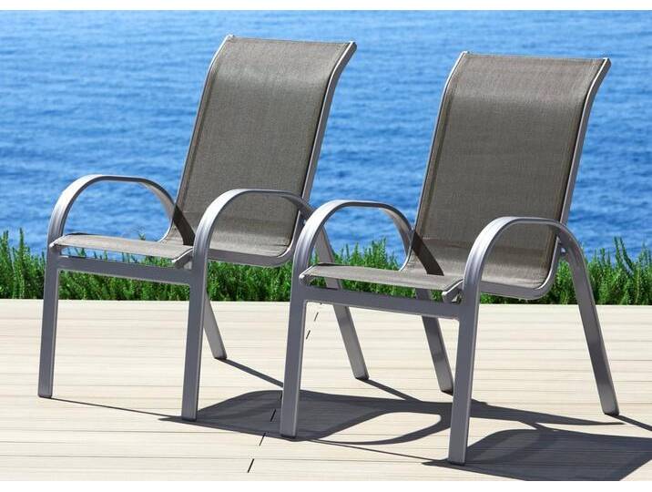 MERXX Gartenstuhl Amalfi (Set, 2 St), 2er Set, Alu/Textil, stapelbar, braun von Merxx