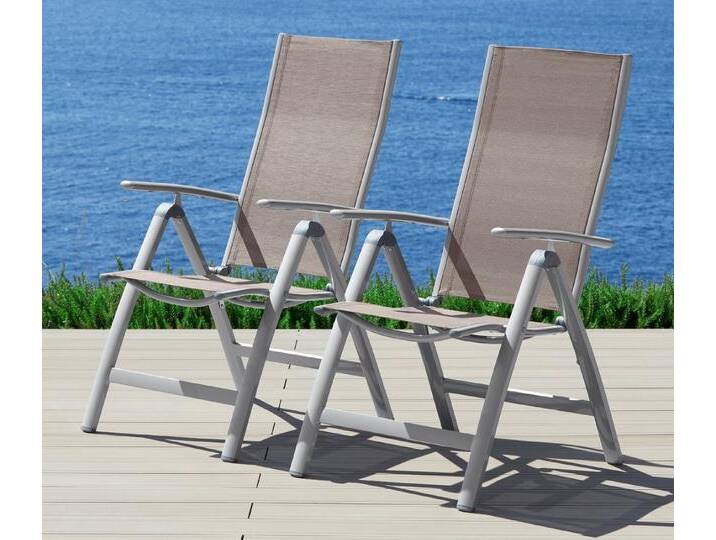 MERXX Gartenstuhl Amalfi (Set, 2 St), 2er Set, Alu/Textil, verstellbar, braun von Merxx