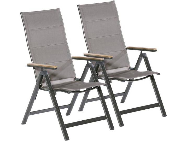 MERXX Gartenstuhl Trivero (Set, 2 St), 2er Set, Alu/Textil, klappbar, braun, grau von Merxx