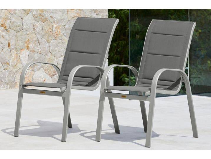 MERXX Stapelstuhl Amalfi Deluxe (Set, 2 St), 2er Set, Alu/Textil, stapelbar, grau von Merxx