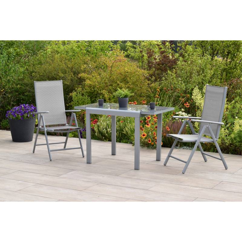 Merxx Amalfi Set 3-tlg 2 Klappsessel Gartentisch Ausziehbar 80(120)x70cm Diamant von Merxx