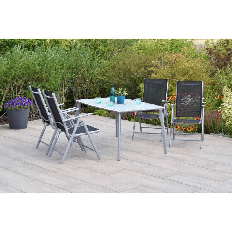 Merxx Amalfi Set 5-tlg. 4 Klappsessel Gartentisch 150 x 90 cm Schwarz von Merxx