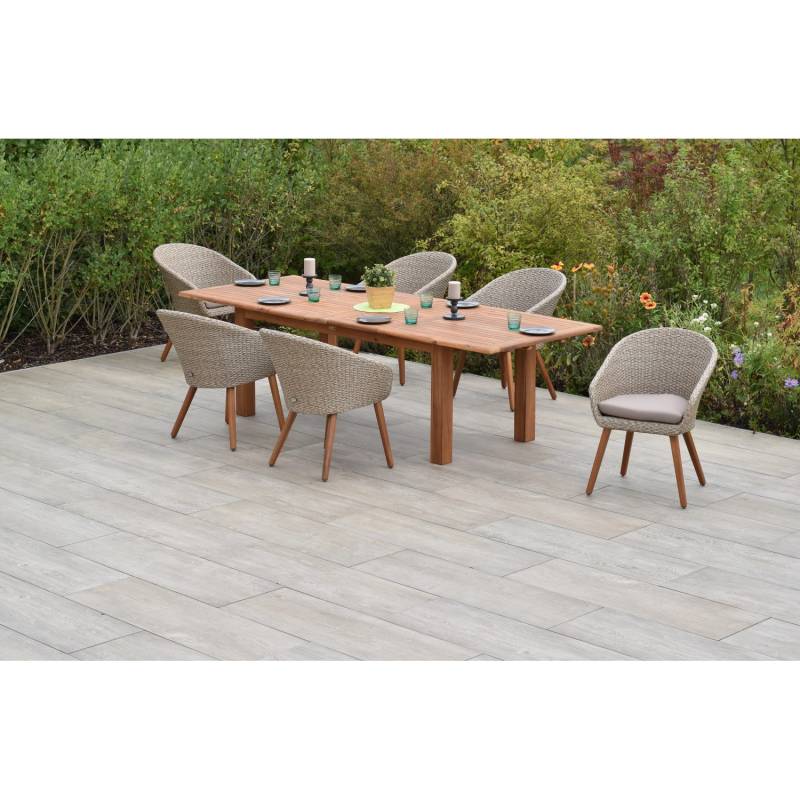 Merxx Aronne Set 7-tlg. 6 Sessel Doppel-Gartentisch Ausziehbar von Merxx