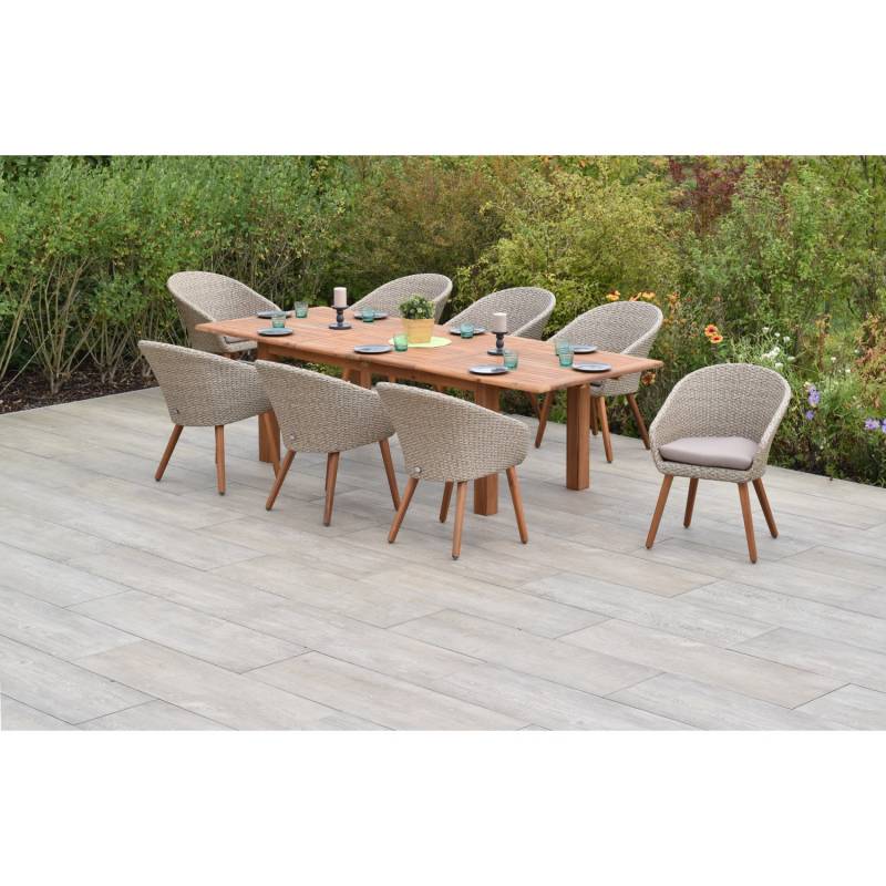 Merxx Aronne Set 9-tlg. 8 Sessel Doppel-Gartentisch Ausziehbar von Merxx