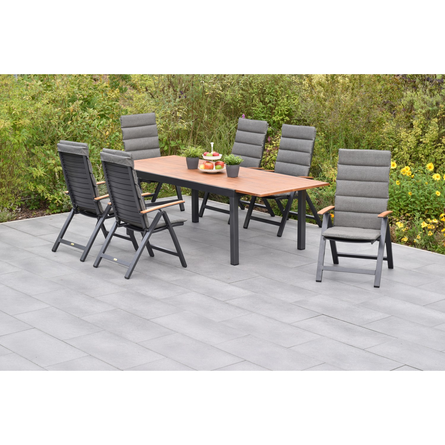 Merxx Astros Set 13-tlg mit Gartentisch Ausziehbar 180/250 x 100 cm inkl. Kissen von Merxx