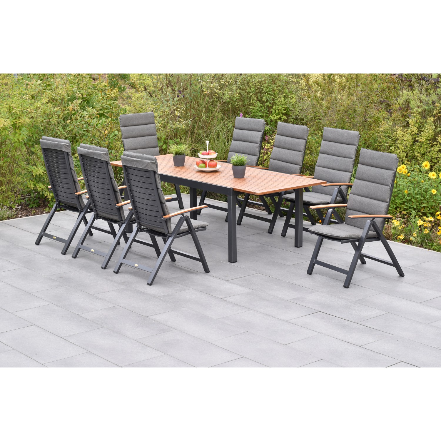 Merxx Astros Set 17-tlg mit Gartentisch Ausziehbar 180/250 x 100 cm inkl. Kissen von Merxx
