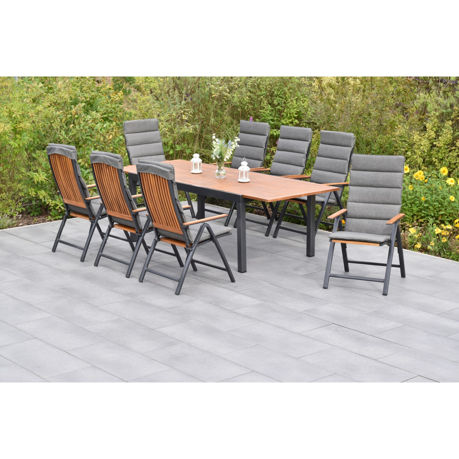 Merxx Athos Set 17-tlg. mit Gartentisch Ausziehbar 180/250 x 100 cm inkl. Kissen von Merxx