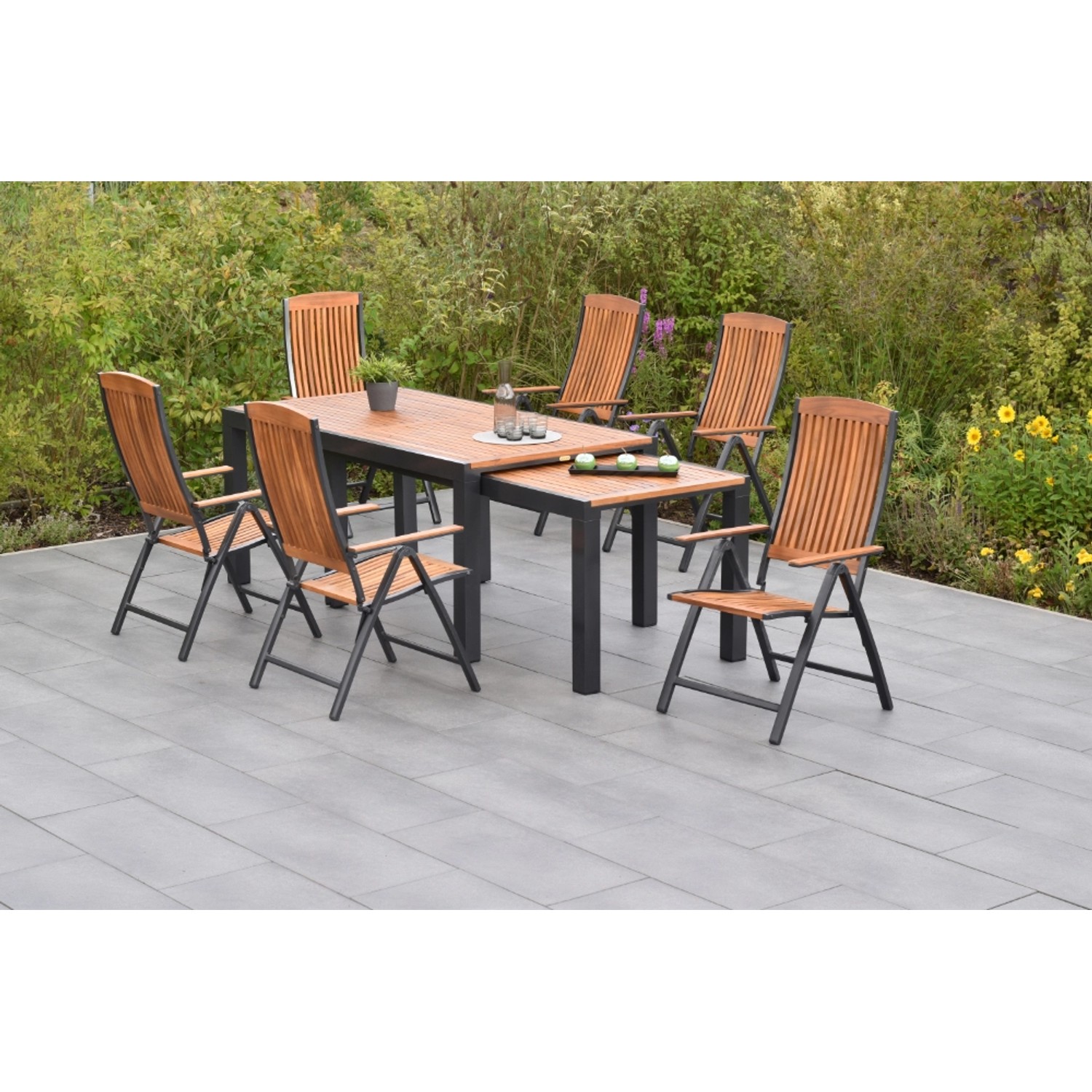 Merxx Athos Set 7-tlg. mit Flex-Gartentisch Ausziehbar 180/360 x 100 cm Merxx Athos Set 7-tlg. mit Flex-Gartentisch Ausziehbar 180/360 x 100 cm von Merxx
