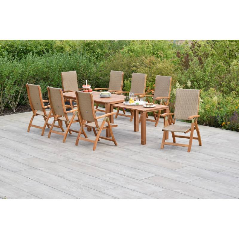 Merxx Capri Set 9-tlg. mit Flex-Gartentisch Ausziehbar 180/370 x 90 cm von Merxx