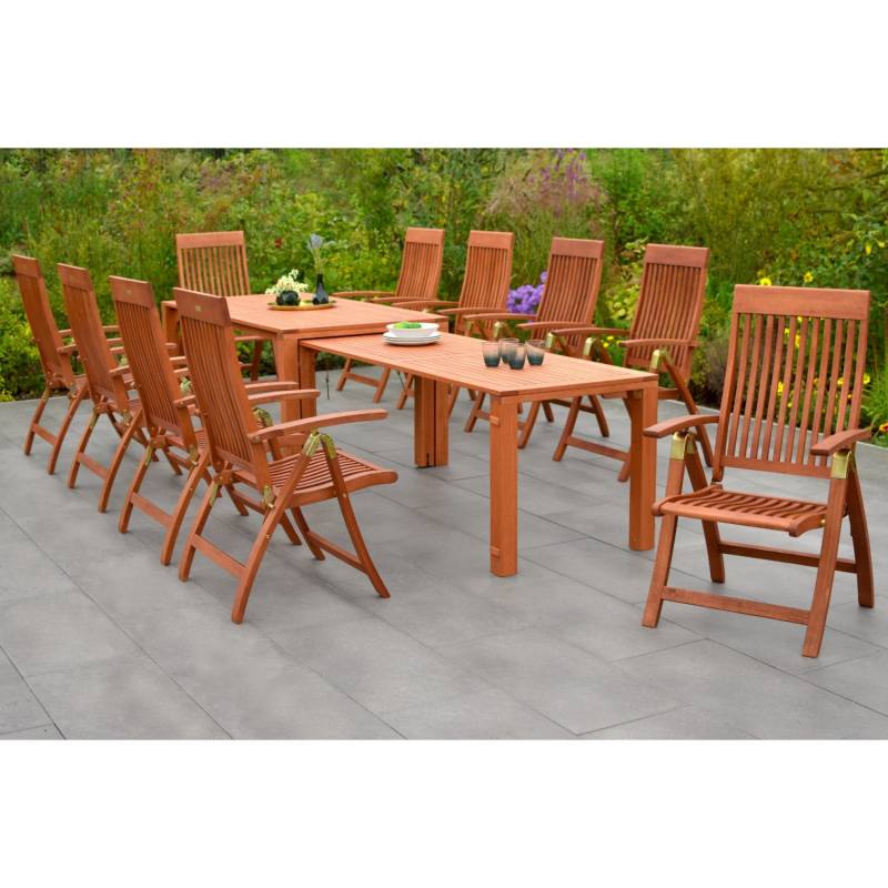 Merxx Comodoro Set 11-tlg 10 Klappsessel Flex-Gartentisch Ausziehbar von Merxx
