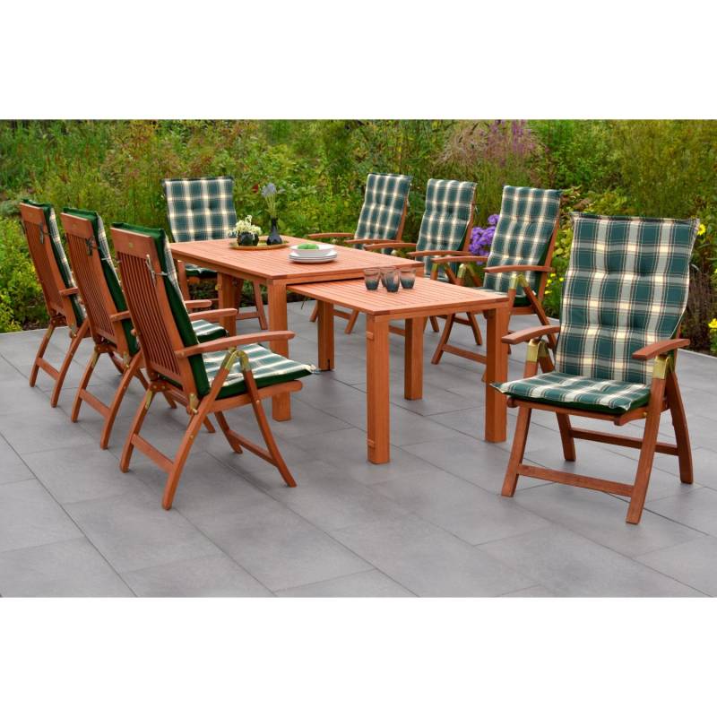Merxx Comodoro Set 17-tlg. 8 Klappsessel 8 Wendekissen Flex-Gartentisch von Merxx