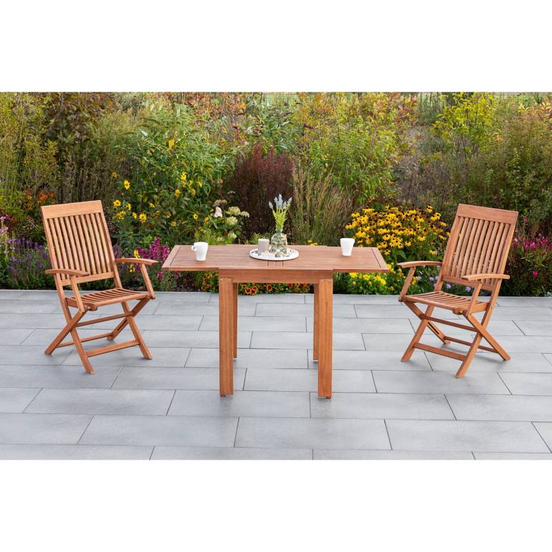 Merxx Comodoro Set 3-tlg. 2 Klappsessel Gartentisch Ausziehbar 65 (130) x 70 cm von Merxx