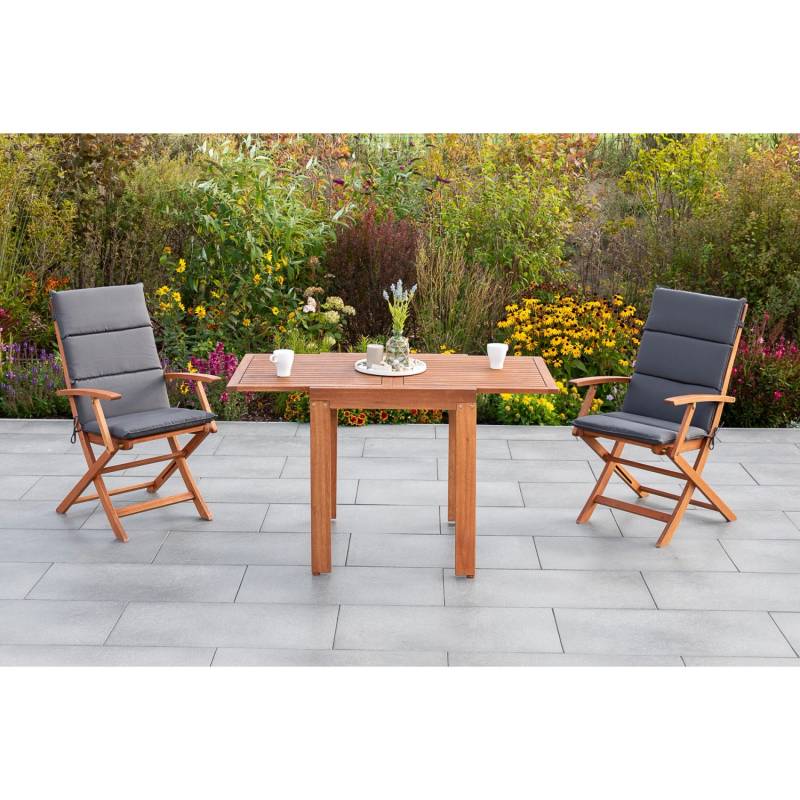 Merxx Comodoro Set 5-tlg. 2 Klappsessel inkl. Auflagen Balkon-Tisch Ausziehbar von Merxx