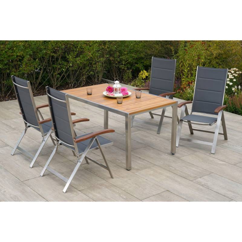 Merxx Ferrara Set 5-tlg. 4 Klappsessel Gartentisch 150 x 90 cm von Merxx