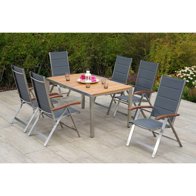 Merxx Ferrara Set 7-tlg. 6 Klappsessel Gartentisch 150 x 90 cm von Merxx