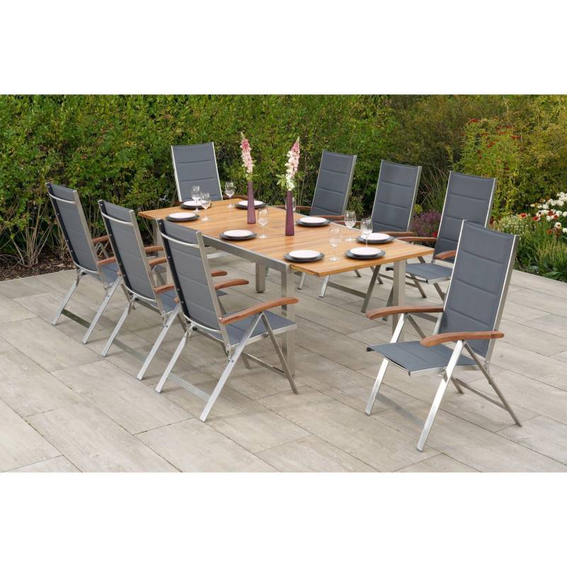 Merxx Ferrara Set 9-tlg. Gartentisch Ausziehbar 180/240 x 100 cm von Merxx