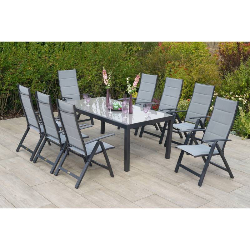 Merxx Florenz Set 9-tlg. Gartentisch 190 x 100 cm Halbrundprofil von Merxx