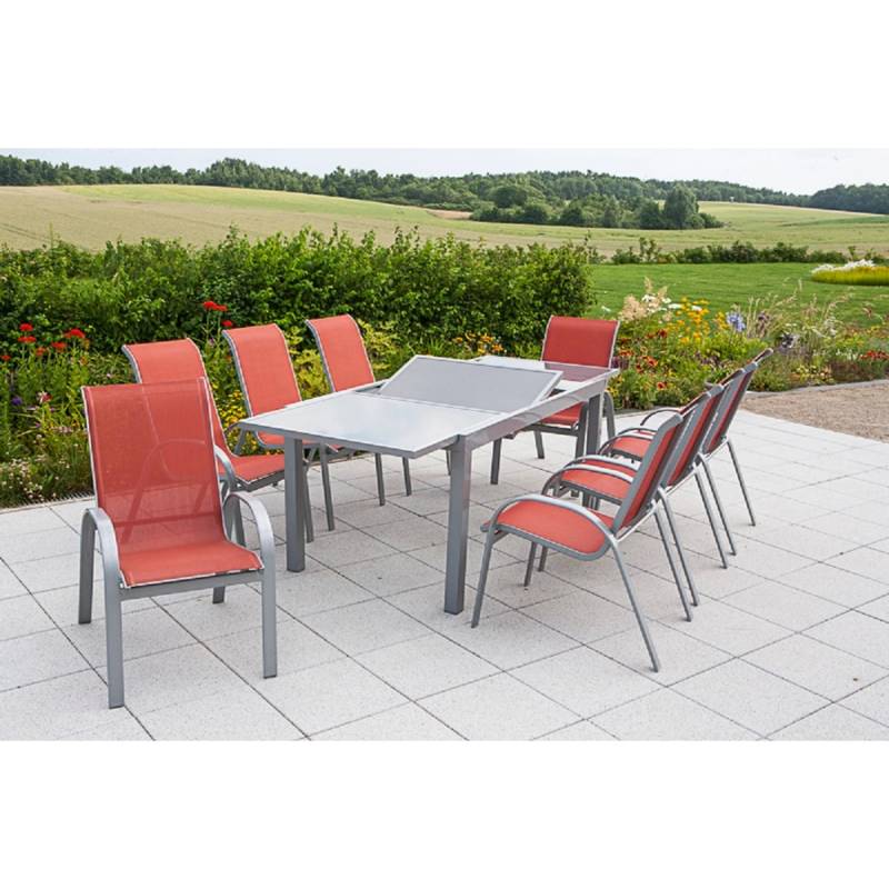 Merxx Gartenmöbel-Set Amalfi 9-tlg. Terracotta mit Ausziehtisch 160/220 x 90 cm von Merxx