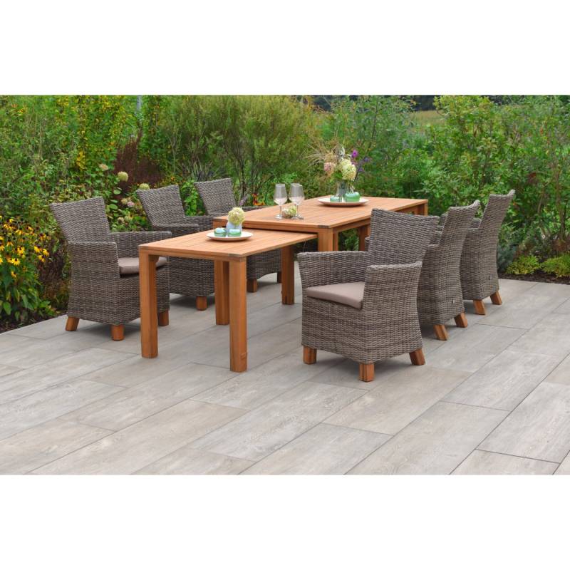 Merxx Gartenmöbel-Set Toskana 8-teilig Flex Ausziehtisch Natur von Merxx