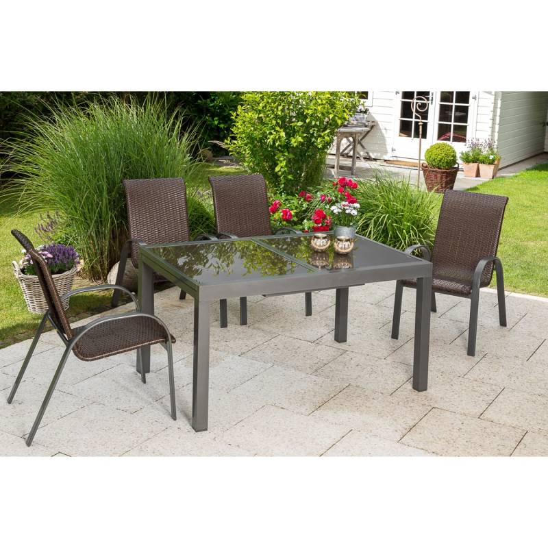 Merxx Gartenmöbel-Set Varese 5-teilig Ausziehtisch Braun von Merxx