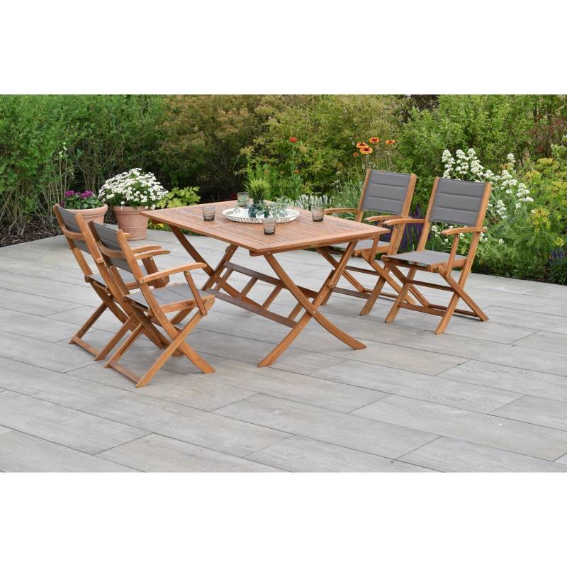 Merxx Gartenmöbelset Acapulco 5tlg. inkl. Klappsessel u. Bistrotisch 160 x 90 cm von Merxx