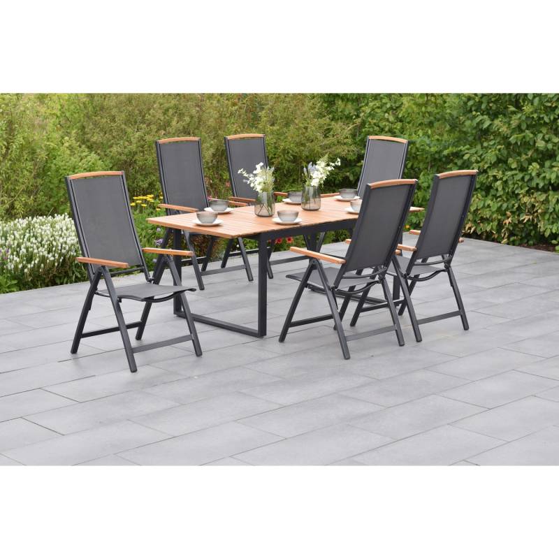 Merxx Gartenmöbelset Siena 7tlg. inkl. Klappsessel u. Ausziehtisch von Merxx