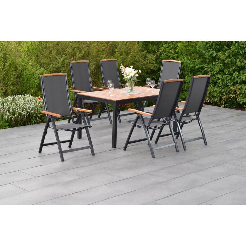 Merxx Gartenmöbelset Siena 7tlg. inkl. Klappsessel u. Tisch 150 x 90 cm von Merxx