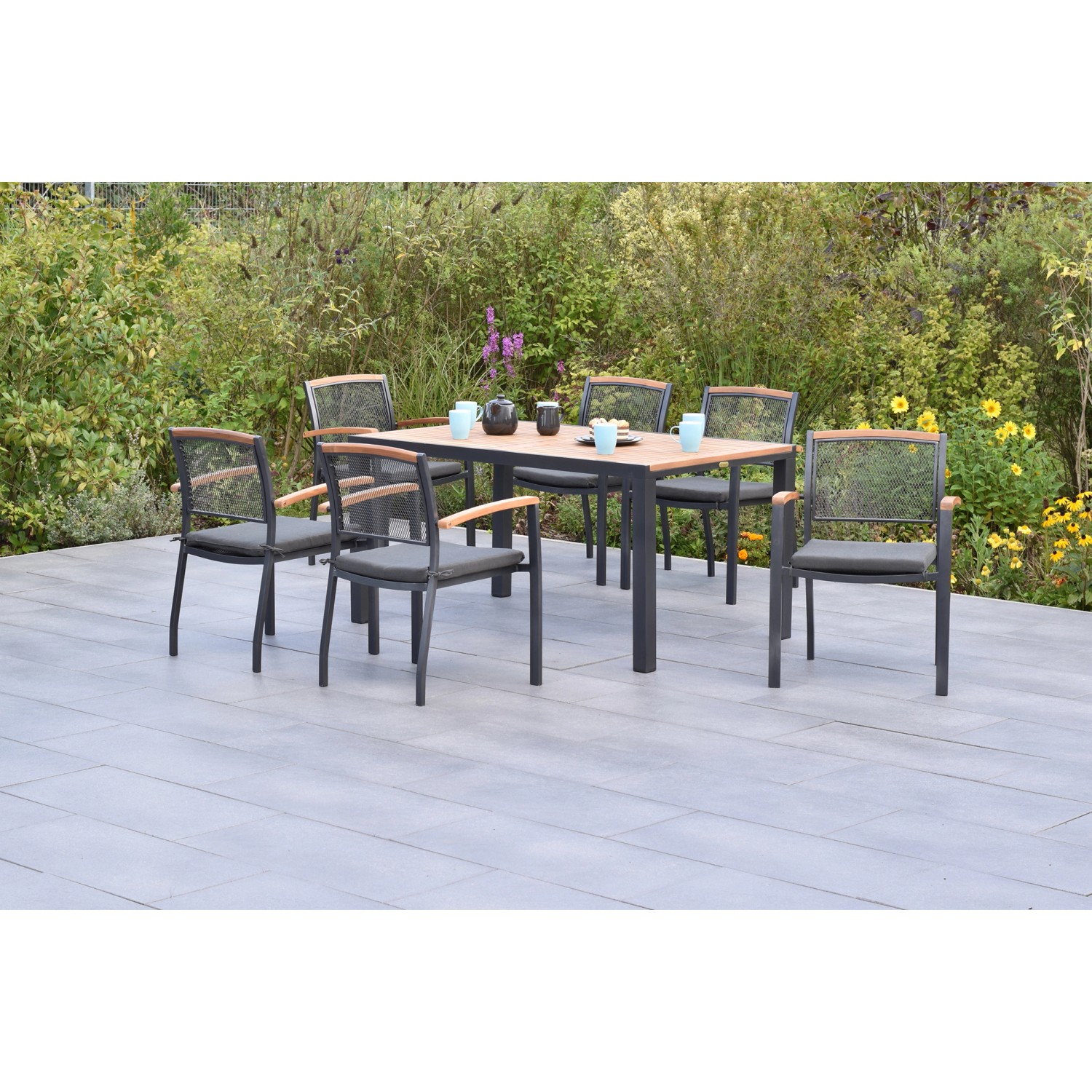 Merxx Gartenmöbelset Tilos 13tlg. Stapelsessel inkl. Auflagen u. Tisch 150x90cm Merxx Gartenmöbelset Tilos 13tlg. Stapelsessel inkl. Auflagen u. Tisch 150x90cm von Merxx