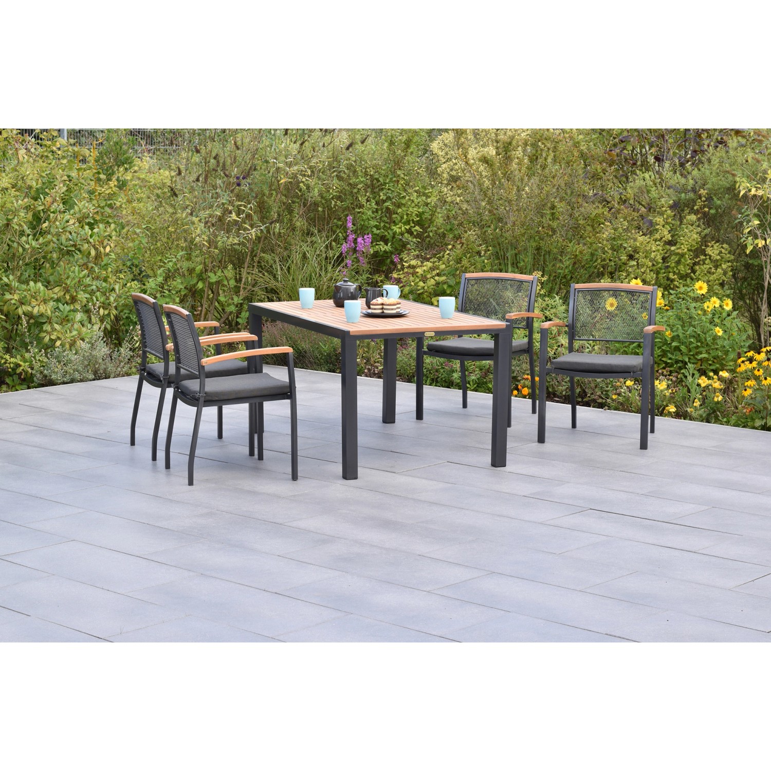 Merxx Gartenmöbelset Tilos 9tlg. Stapelsessel inkl. Auflagen u. Tisch 150x90 cm Merxx Gartenmöbelset Tilos 9tlg. Stapelsessel inkl. Auflagen u. Tisch 150x90 cm von Merxx