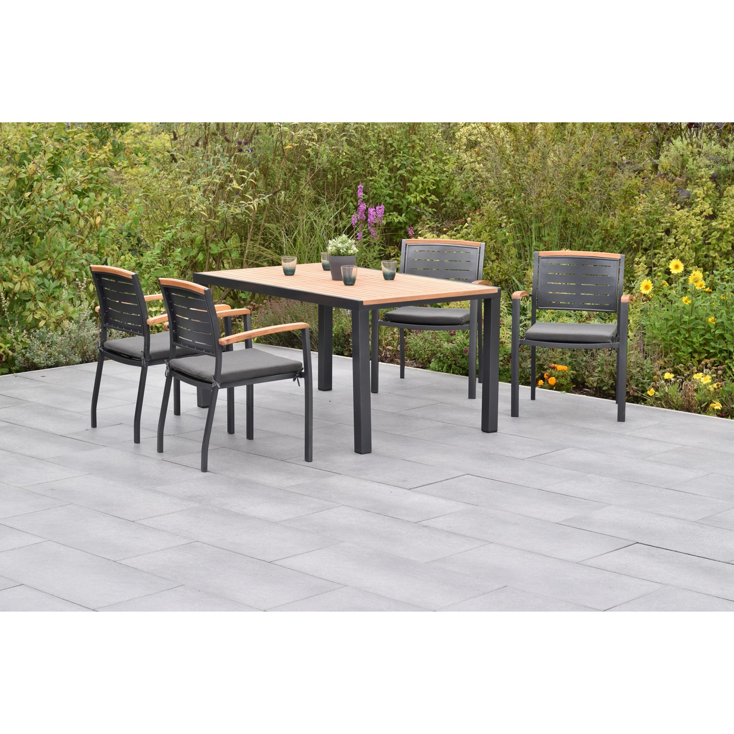 Merxx Gartenmöbelset Tinos 9tlg. Stapelsessel inkl. Auflagen u. Tisch 150x90 cm Merxx Gartenmöbelset Tinos 9tlg. Stapelsessel inkl. Auflagen u. Tisch 150x90 cm von Merxx