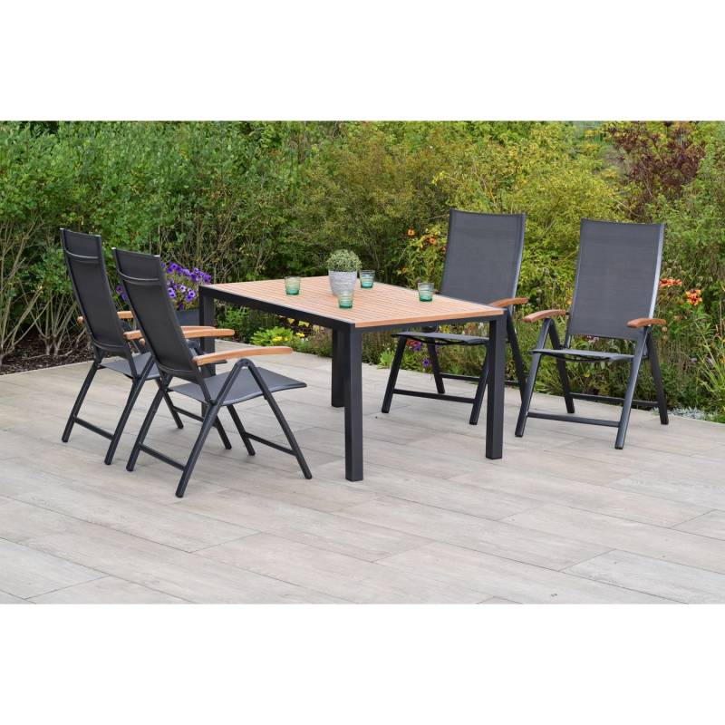 Merxx Gartenmöbelset Toblino 5tlg. inkl. Klappsessel u. Tisch 150 x 90 cm von Merxx