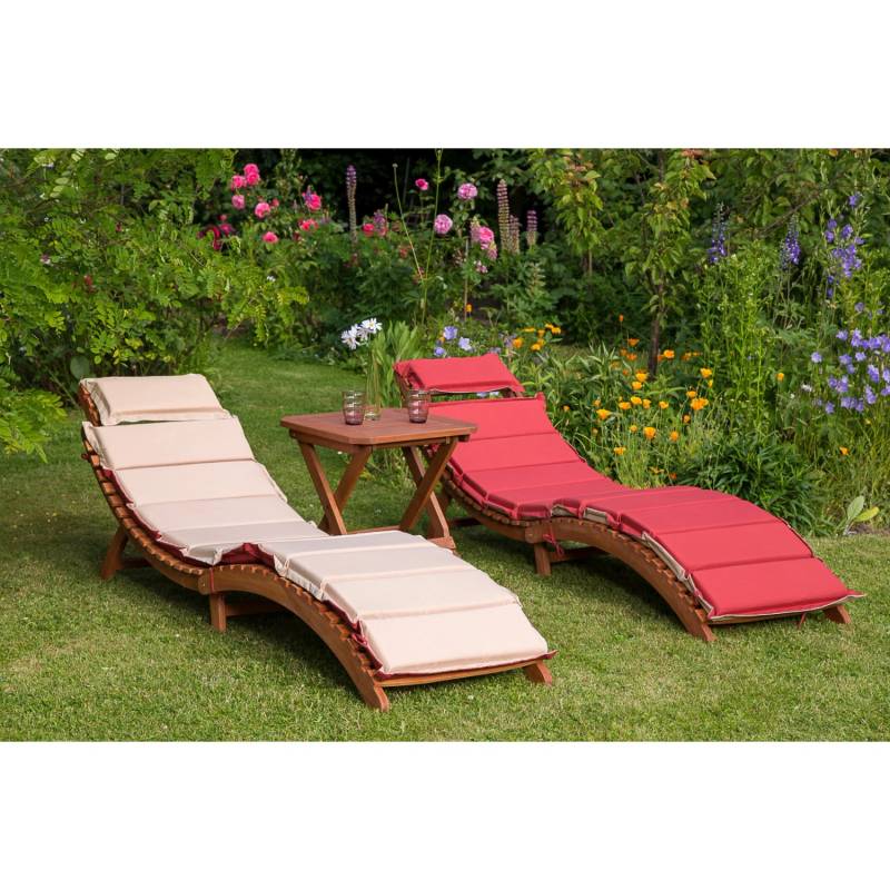 Merxx Ipanema Gartenliegen-Set 3-tlg. Hocker 50 x 50 cm mit Kissen von Merxx