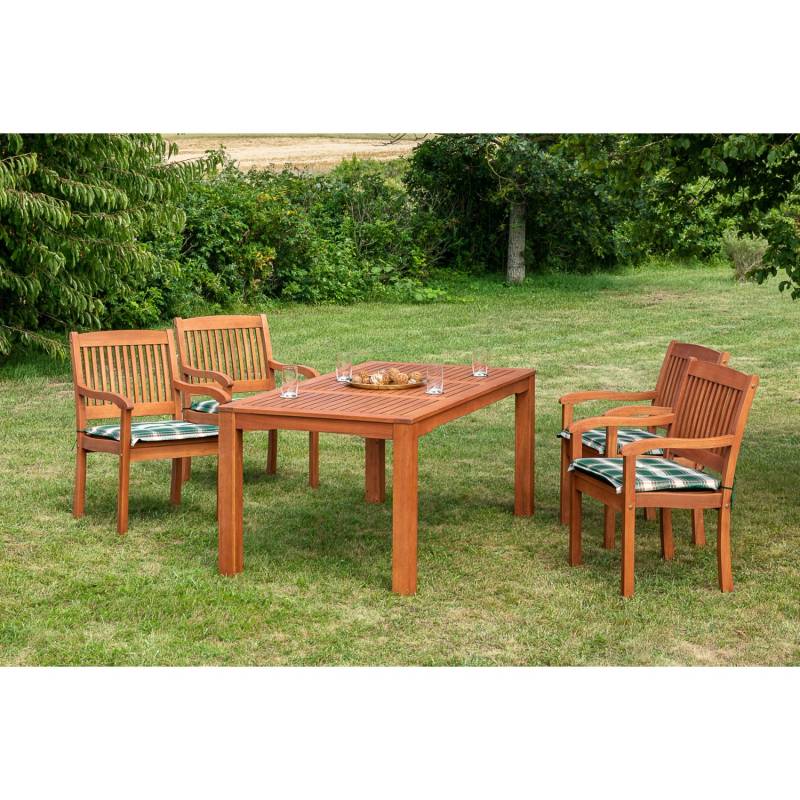 Merxx Maracaibo Gartenmöbel-Set 9-tlg. 4 Sessel Auflagen Gartentisch 170 x 90 cm von Merxx