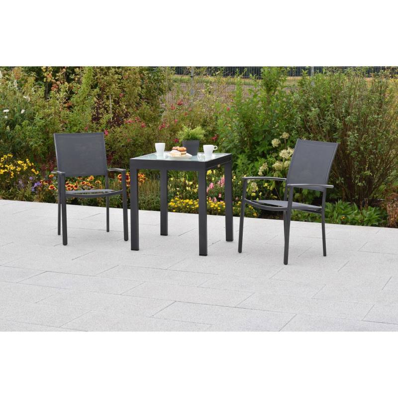 Merxx Milano Set 3-tlg. 2 Stapelsessel Balkon-Tisch Ausziehbar von Merxx