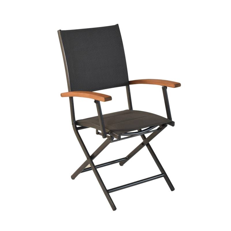 Merxx Paxos Gartensessel Gepolstert Klappbar 2er-Set Aluminium/Textil/Akazie von Merxx
