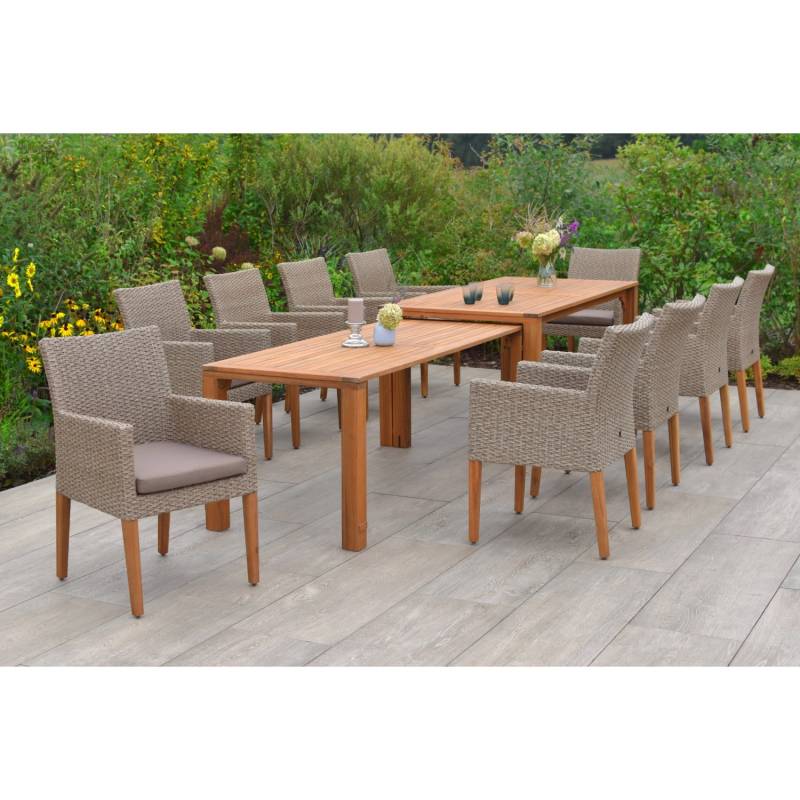 Merxx Ranzano Set 11-tlg. 10 Sessel Flex-Gartentisch Ausziehbar von Merxx