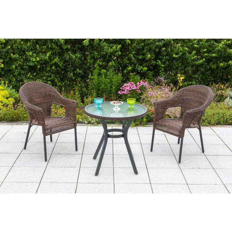 Merxx Ravenna Set 3-tlg. 2 Stapelsessel Gartentisch Ø 70 cm Schoko von Merxx
