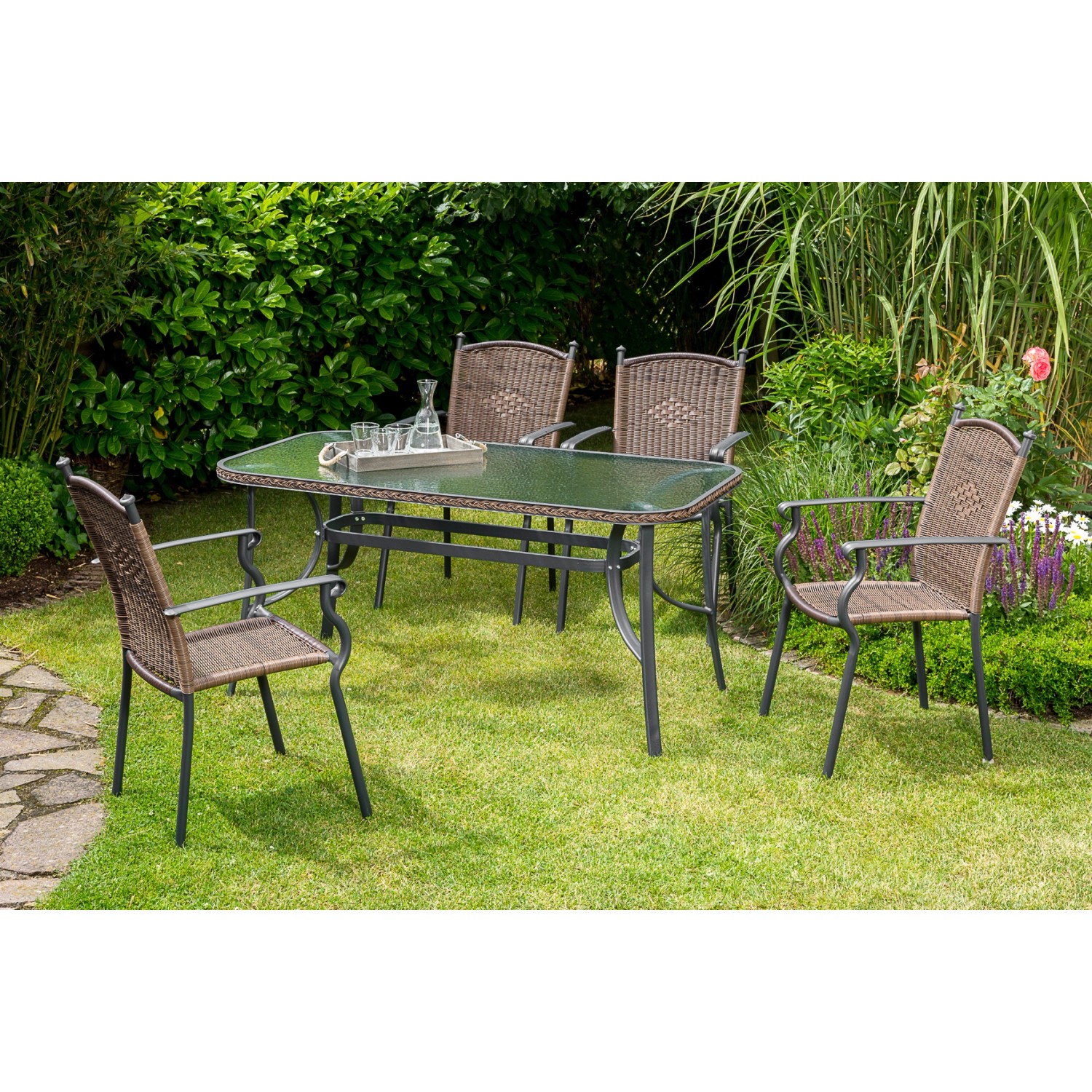 Merxx Roma Gartenmöbel-Set 5-tlg. Gartentisch 150 x 80 cm von Merxx