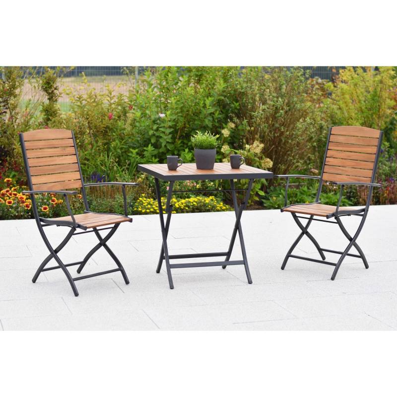 Merxx Santorin Balkonset 3-tlg. 2 Klappsessel Klapptisch 70 x 70 cm von Merxx