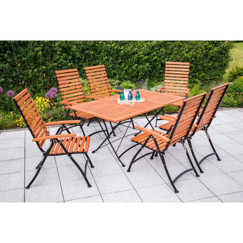 Merxx Schlossgarten Set 7-tlg. 6 Klappsessel Klapptisch 160 x 90 cm von Merxx