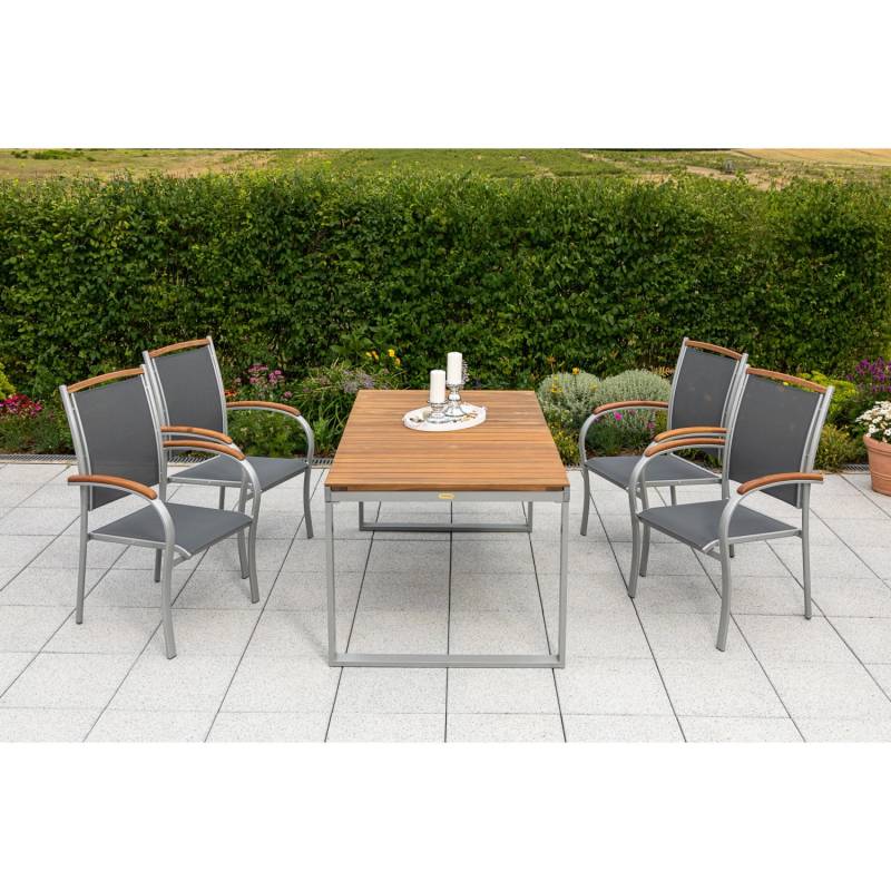 Merxx Siena Set 5-tlg. 6 Stapelsessel Gartentisch Ausziehbar von Merxx